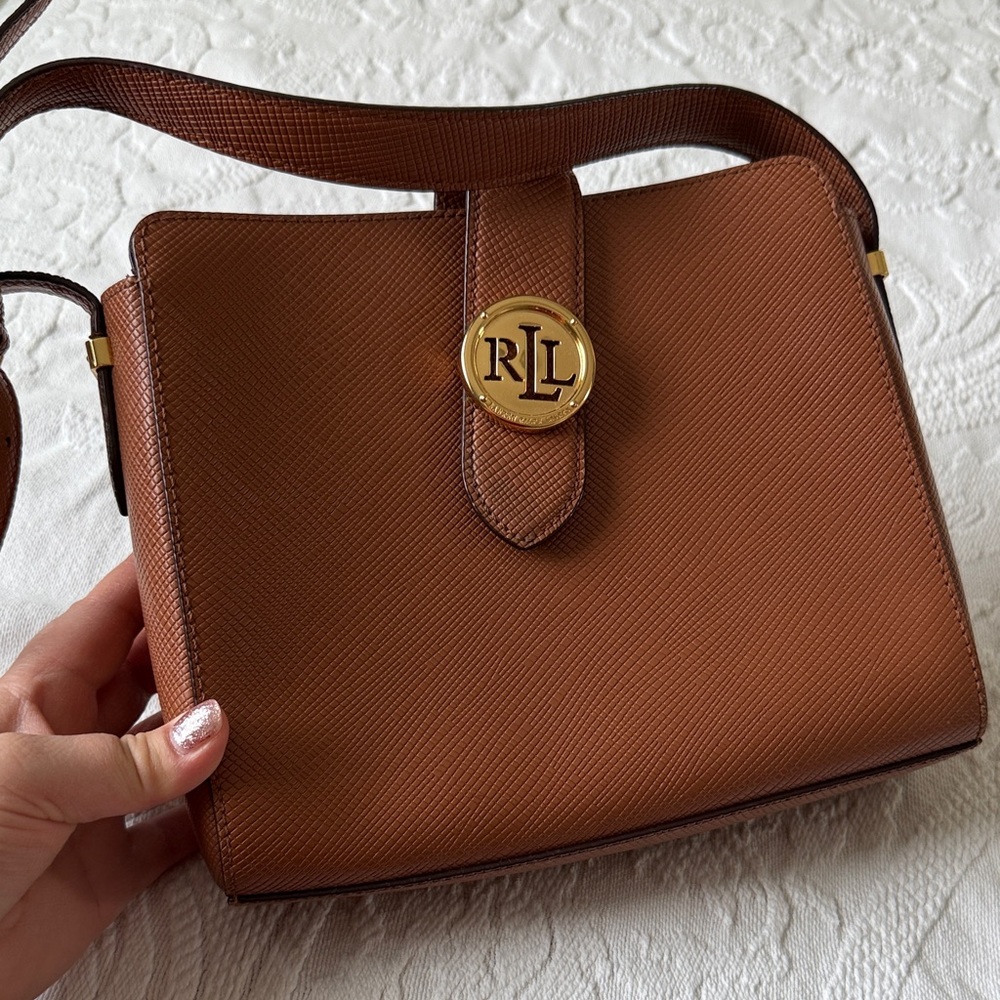 Lauren Ralph Brown Leather Crossbody Bag - Picture 1 of 7